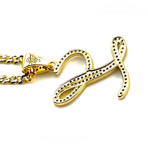 18K Gold Plated over 925 Solid Sterling Silver "L" Letter Necklace - Picture 5 of 9